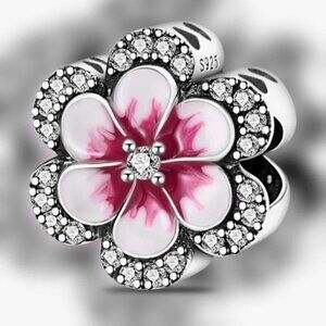 925 Sterling Silver Exquisite Pendant With Beaded Floral Charm